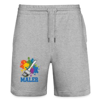 Maler Kostüm Farbkleckse Fasching Karneval bunt - Stanley/Stella Unisex Bio Joggingshorts Trainer  - Grau meliert - Vorne - Nik (191cm) & Marisol (170cm)