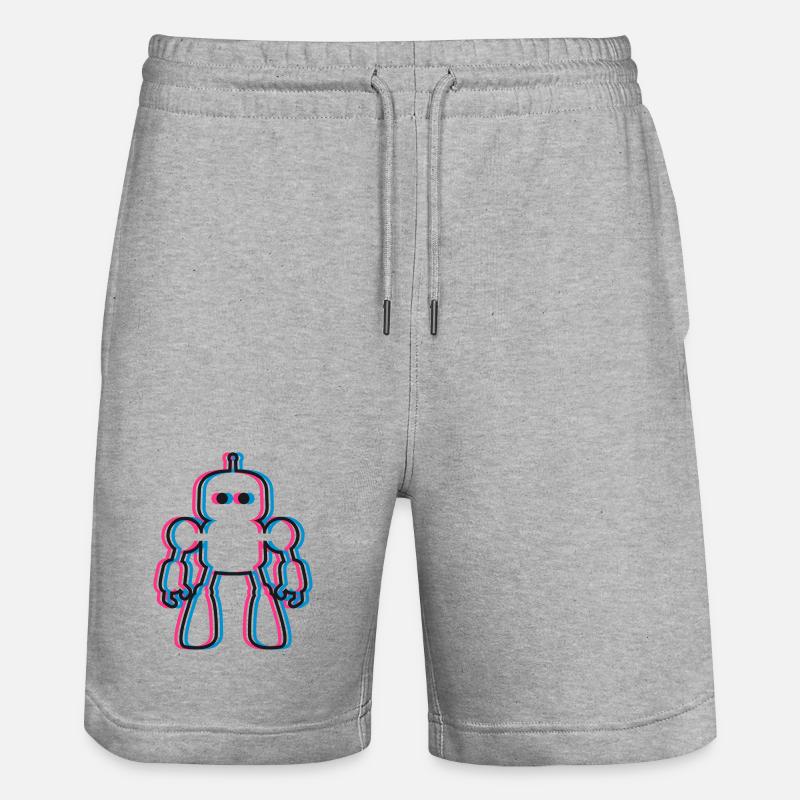 Roboter 3D Effekt KI Sci-Fi  - Stanley/Stella Unisex Bio Joggingshorts Trainer  - Grau meliert