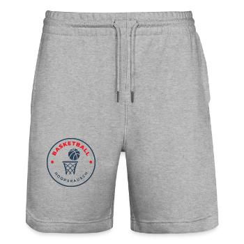 Hoopsrausch Logo Basketball - Stanley/Stella Trainer Unisex Organic Jogging Shorts - heather grey - Front - Nik (191cm) & Marisol (170cm)