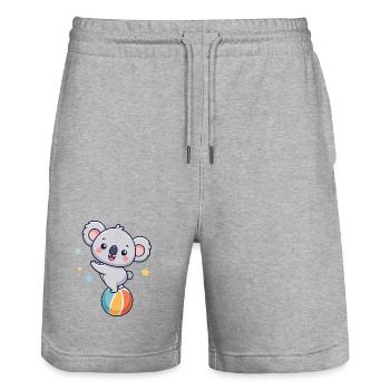 Koala-Jongleur auf bunter Ballon - Stanley/Stella Unisex Bio Joggingshorts Trainer  - Grau meliert - Vorne - Nik (191cm) & Marisol (170cm)