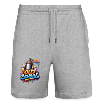 Old School Graffiti Spray Burst - Stanley/Stella Trainer Unisex Organic Jogging Shorts - heather grey - Front - Nik (191cm) & Marisol (170cm)