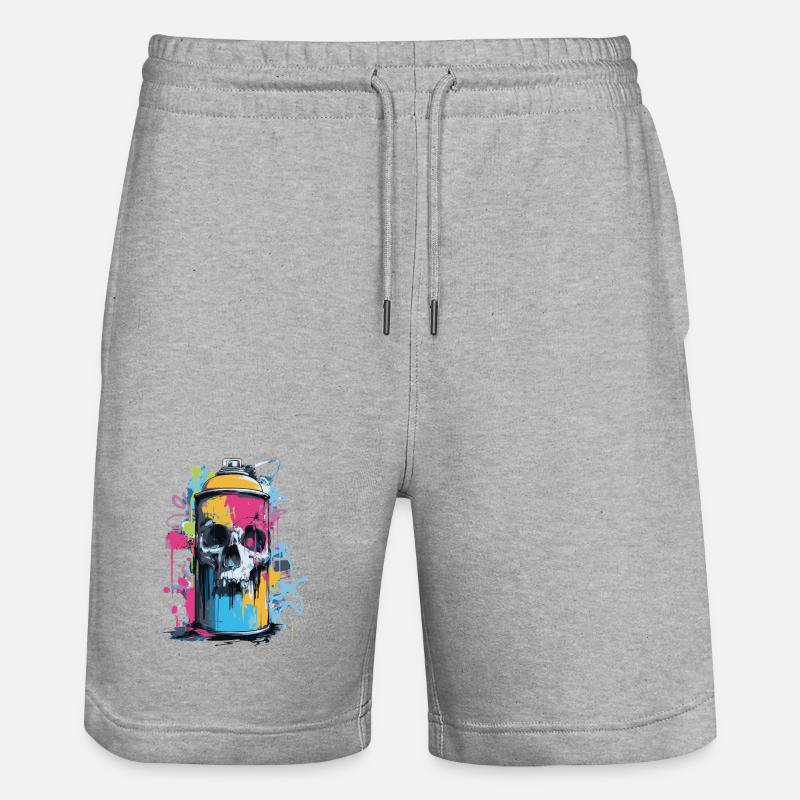 Spray à graffitis de crâne - Short de jogging bio TRAINER Stanley/Stella unisexe - gris chiné