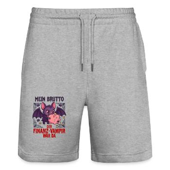 Mein Brutto Finanz Vampir - Stanley/Stella Unisex Bio Joggingshorts Trainer  - Grau meliert - Vorne - Nik (191cm) & Marisol (170cm)