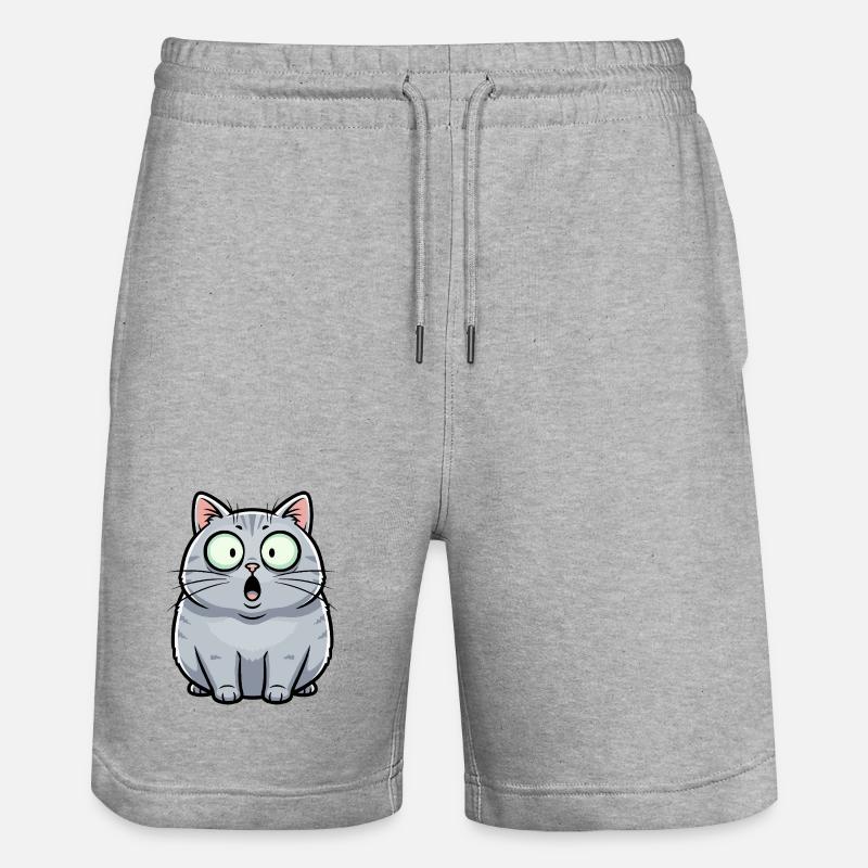 Dessin animé surprise sur le chat - Short de jogging bio TRAINER Stanley/Stella unisexe - gris chiné