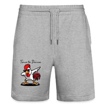 Städtischer Hahn mit dunkler Brille - Stanley/Stella Unisex Bio Joggingshorts Trainer  - Grau meliert - Vorne - Nik (191cm) & Marisol (170cm)