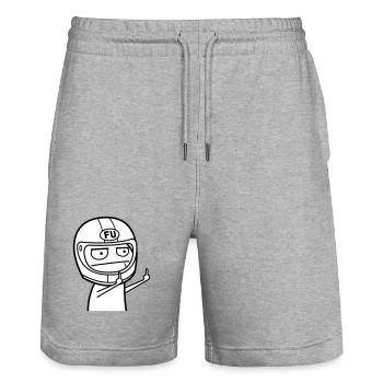 FU Meme mit Motorradhelm (Farben änderbar) - Stanley/Stella Unisex Bio Joggingshorts Trainer  - Grau meliert - Vorne - Nik (191cm) & Marisol (170cm)