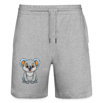 Koala - Short de jogging bio TRAINER Stanley/Stella unisexe - gris chiné - Devant - Nik (191cm) & Marisol (170cm)