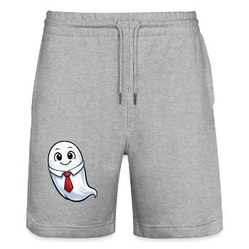 Talking ghost in suit - Stanley/Stella Trainer Unisex Organic Jogging Shorts - heather grey - Front - Nik (191cm) & Marisol (170cm)