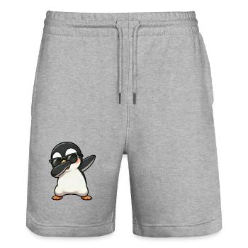 Dabbing Pingouin - Short de jogging bio TRAINER Stanley/Stella unisexe - gris chiné - Devant - Nik (191cm) & Marisol (170cm)