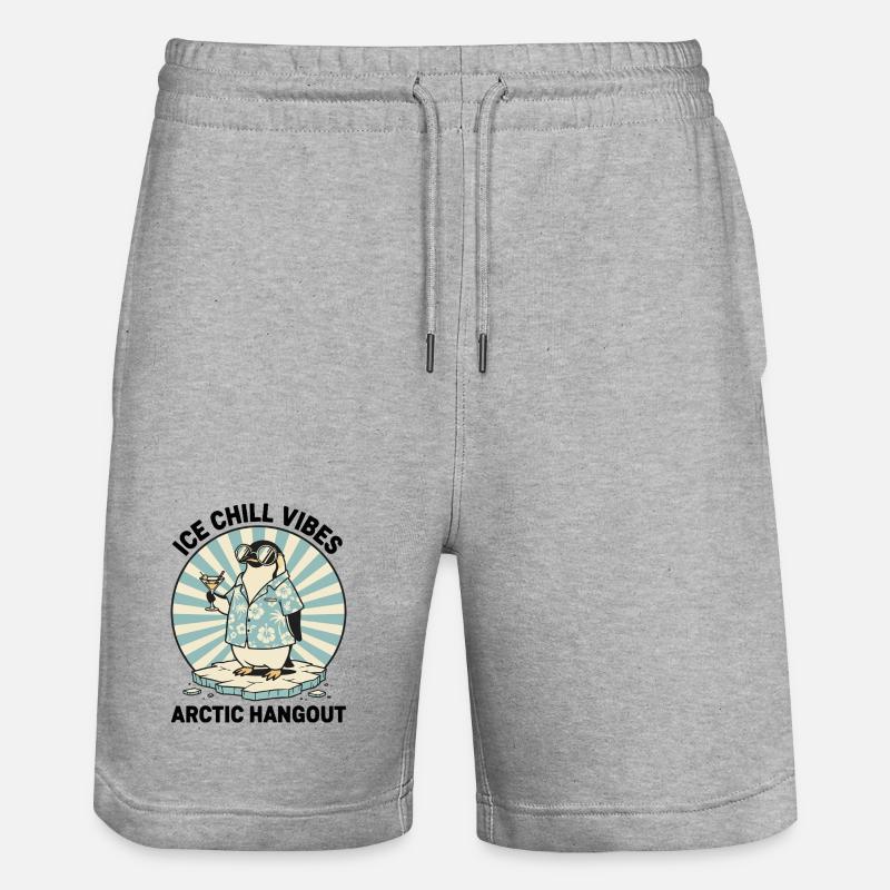 Pingouin Cocktail Rétro "IceChill Vibes" - Short de jogging bio TRAINER Stanley/Stella unisexe - gris chiné
