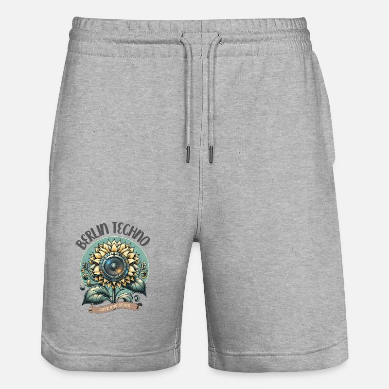 Berlin Techno - Love and Beats - Stanley/Stella Unisex Bio Joggingshorts Trainer  - Grau meliert