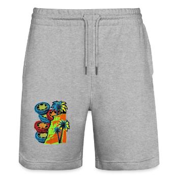 Portugal Coast - Stanley/Stella Trainer Unisex Organic Jogging Shorts - heather grey - Front - Nik (191cm) & Marisol (170cm)