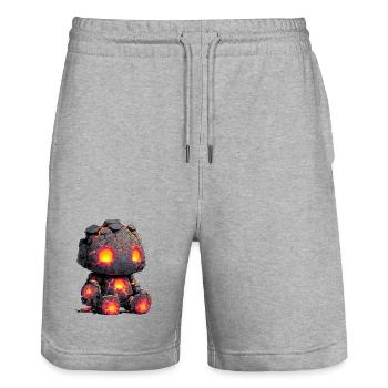 Lava Golem Stone Hero Child - Stanley/Stella Trainer Unisex Organic Jogging Shorts - heather grey - Front - Nik (191cm) & Marisol (170cm)