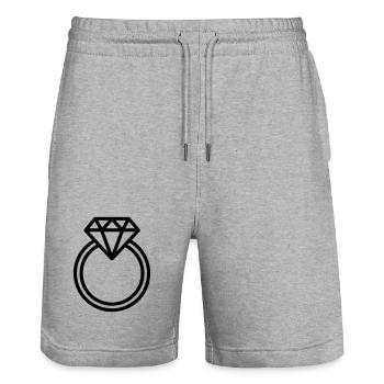 bague de mariage - Short de jogging bio TRAINER Stanley/Stella unisexe - gris chiné - Devant - Nik (191cm) & Marisol (170cm)