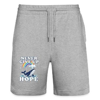 Never give up Hope - Stanley/Stella Trainer Unisex Organic Jogging Shorts - heather grey - Front - Nik (191cm) & Marisol (170cm)