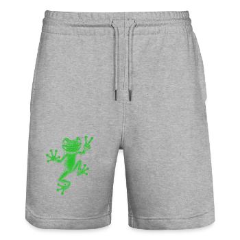 Laubfrosch - Stanley/Stella Unisex Bio Joggingshorts Trainer  - Grau meliert - Vorne - Nik (191cm) & Marisol (170cm)