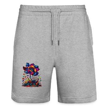 Cosmic Reset Bloom 2.0 - Stanley/Stella Unisex Bio Joggingshorts Trainer  - Grau meliert - Vorne - Nik (191cm) & Marisol (170cm)