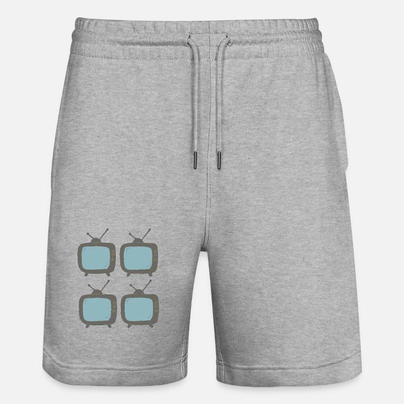 fernseher_4fach - Stanley/Stella Unisex Bio Joggingshorts Trainer  - Grau meliert