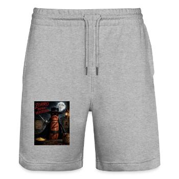 Zorro Horror Würstchen  - Stanley/Stella Unisex Bio Joggingshorts Trainer  - Grau meliert - Vorne - Nik (191cm) & Marisol (170cm)