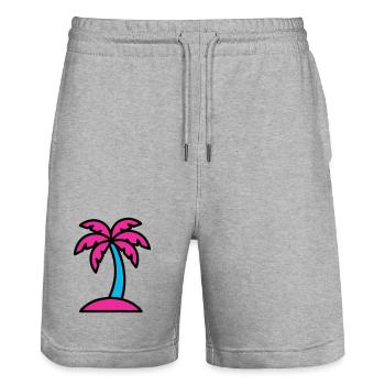 Neon Palme 90er Vaporwave - Stanley/Stella Unisex Bio Joggingshorts Trainer  - Grau meliert - Vorne - Nik (191cm) & Marisol (170cm)