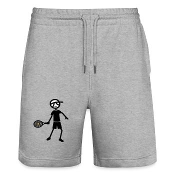 Coup droit de tennis - Short de jogging bio TRAINER Stanley/Stella unisexe - gris chiné - Devant - Nik (191cm) & Marisol (170cm)