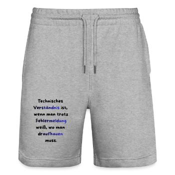 Instandhaltung T-Shirt Lustiges Geschenk Handwerk! - Stanley/Stella Unisex Bio Joggingshorts Trainer  - Grau meliert - Vorne - Nik (191cm) & Marisol (170cm)