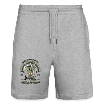 Cool Dads Club - Dad-to-be 2026 Gift - Stanley/Stella Trainer Unisex Organic Jogging Shorts - heather grey - Front - Nik (191cm) & Marisol (170cm)