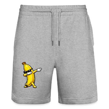 Dabbing Banana - Stanley/Stella Trainer Unisex Organic Jogging Shorts - heather grey - Front - Nik (191cm) & Marisol (170cm)