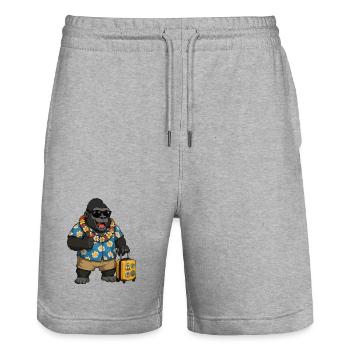 Urlaubs Gorilla Hawaii Hemd - Stanley/Stella Unisex Bio Joggingshorts Trainer  - Grau meliert - Vorne - Nik (191cm) & Marisol (170cm)