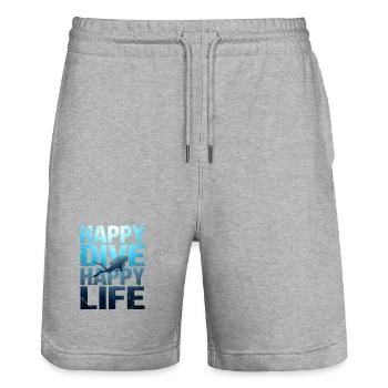 Happy Dive Happy Life – Vintage Scuba Diver - Stanley/Stella Unisex Bio Joggingshorts Trainer  - Grau meliert - Vorne - Nik (191cm) & Marisol (170cm)