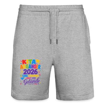 Kita Abgänger 2026 Legende Verlässt Gelände - Stanley/Stella Unisex Bio Joggingshorts Trainer  - Grau meliert - Vorne - Nik (191cm) & Marisol (170cm)