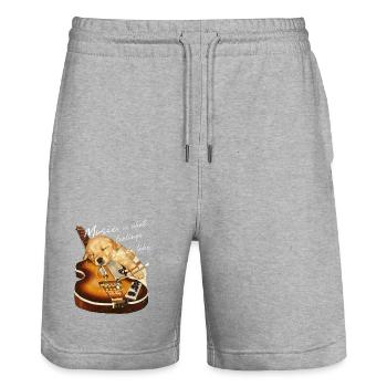 Music is the sound of emotions - Stanley/Stella Trainer Unisex Organic Jogging Shorts - heather grey - Front - Nik (191cm) & Marisol (170cm)