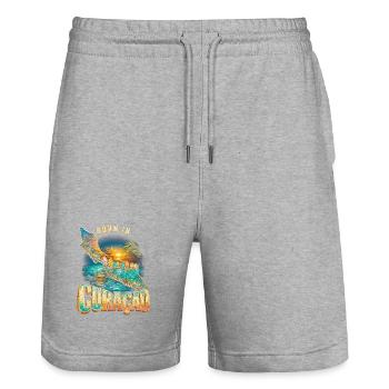 Curacao - Stanley/Stella Trainer Unisex Organic Jogging Shorts - heather grey - Front - Nik (191cm) & Marisol (170cm)