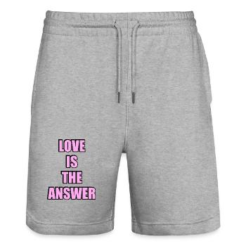 Liebe ist die Antwort Kühne Typografie - Stanley/Stella Unisex Bio Joggingshorts Trainer  - Grau meliert - Vorne - Nik (191cm) & Marisol (170cm)