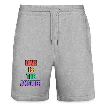 Liebe ist die Antwort auf Regenbogen-LGBT-Stolz - Stanley/Stella Unisex Bio Joggingshorts Trainer  - Grau meliert - Vorne - Nik (191cm) & Marisol (170cm)