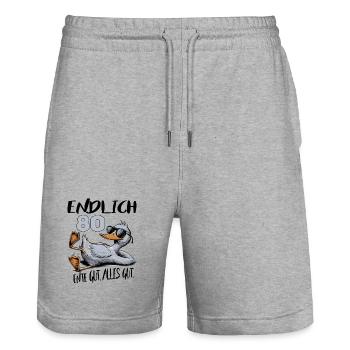 Geburtstag Ente Gut Alles Gut 80 Jahre Comic - Stanley/Stella Unisex Bio Joggingshorts Trainer  - Grau meliert - Vorne - Nik (191cm) & Marisol (170cm)