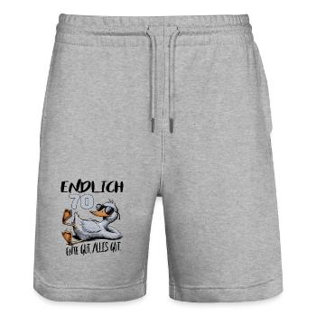 Geburtstag Ente Gut Alles Gut 70 Jahre Comic - Stanley/Stella Unisex Bio Joggingshorts Trainer  - Grau meliert - Vorne - Nik (191cm) & Marisol (170cm)