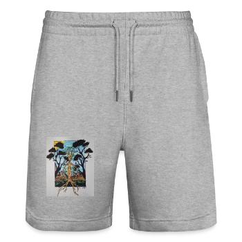Root tree in frame - Stanley/Stella Trainer Unisex Organic Jogging Shorts - heather grey - Front - Nik (191cm) & Marisol (170cm)