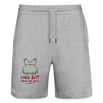 Les fesses de corgi me rendent fou - Short de jogging bio TRAINER Stanley/Stella unisexe - gris chiné - Devant - Nik (191cm) & Marisol (170cm)
