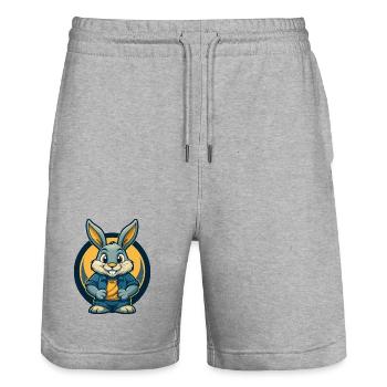 Rabbit Kawaii Maskottchen Cartoon Clipart Logo Abzeichen - Stanley/Stella Unisex Bio Joggingshorts Trainer  - Grau meliert - Vorne - Nik (191cm) & Marisol (170cm)