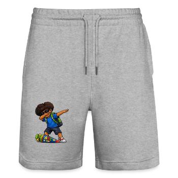 Dabbing ABC-Schütze Afro - Stanley/Stella Unisex Bio Joggingshorts Trainer  - Grau meliert - Vorne - Nik (191cm) & Marisol (170cm)