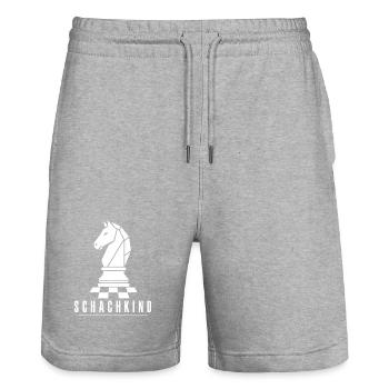 Schachkind – Schach Spieler Springer Motiv Vektor - Stanley/Stella Unisex Bio Joggingshorts Trainer  - Grau meliert - Vorne - Nik (191cm) & Marisol (170cm)