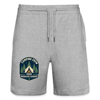 Camping Crew Draußen Zuhause - Stanley/Stella Unisex Bio Joggingshorts Trainer  - Grau meliert - Vorne - Nik (191cm) & Marisol (170cm)