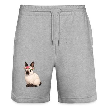 Kalifornier Kaninchen - Stanley/Stella Unisex Bio Joggingshorts Trainer  - Grau meliert - Vorne - Nik (191cm) & Marisol (170cm)