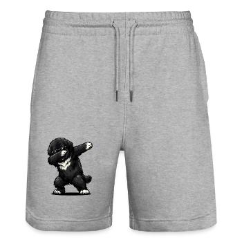 Tabbing de Terre-Neuve dans le style comique - Short de jogging bio TRAINER Stanley/Stella unisexe - gris chiné - Devant - Nik (191cm) & Marisol (170cm)