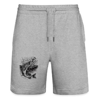 Pike Surface Hunting | Classic Collection - Stanley/Stella Trainer Unisex Organic Jogging Shorts - heather grey - Front - Nik (191cm) & Marisol (170cm)