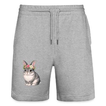 Chinchilla Rabbit - Stanley/Stella Trainer Unisex Organic Jogging Shorts - heather grey - Front - Nik (191cm) & Marisol (170cm)