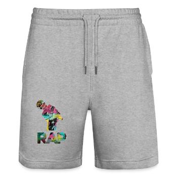 RAP Graffiti Fist Mosaic - Stanley/Stella Trainer Unisex Organic Jogging Shorts - heather grey - Front - Nik (191cm) & Marisol (170cm)