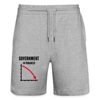 Government In Progress (Government Policy / POS2C) - Stanley/Stella Trainer Unisex Organic Jogging Shorts - heather grey - Front - Nik (191cm) & Marisol (170cm)