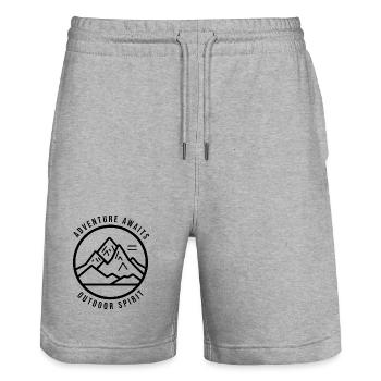 Adventure Awaits Black Outdoor - Stanley/Stella Unisex Bio Joggingshorts Trainer  - Grau meliert - Vorne - Nik (191cm) & Marisol (170cm)